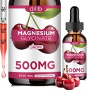 Magnesium Glycinat Supplement, Magnesium Glycinat flytende faller 500 mg med kalsium, sink, vitamin B6, D3, L-theanin, Omega 3 for søvn, Mood, Stress Relief, Bein, Muskel, Cherry Flavor
