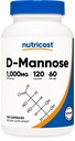 Nutricost D-Mannose 1000mg Per servering, 120 kapsler - 500mg Per kapsel, urinveistrakt helse, ikke-GMO og glutenfri