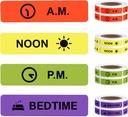Medisin klistremerke Medisin instruksjon etikett Permanent papir etikett AM NOON PM sengetid for pille saken Planner 0,4 * 1,6 tommer (500 per rull 4 pakke)