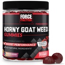 Force Factor Horny Goat Weed Gummies for menn, naturlig mannlig kjøre og vitalitet Supplement med ingredienser for superabsorpsjon, Delicious Passion Berry Flavor, Svart, 90 greve