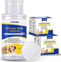 Tear Stain Cleaner for hunder og katter, Gently Fjerne Tear Stain,Eye Debras,Mucus Secretions med 200Pcs Øye Tørr Tørke,Eye Cleaner Tørr Pads, Ikke lett fordampet