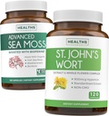 Sea Moss & St. John's Wort (2-måneders forsyning) Mood Moss Blend - organisk Irish Sea Moss - Raw Vegansk Supplement (120 Caps) & St John's Wort med kraftig 900mcg Hypericin Vegansk Non-GMO (120 Caps)