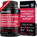 PrimeMD 12-i-1 Fadogia Agrestis og Tongkat Ali - Testosteron Supplement for menn med Turkesteron - HornyGoatWeed for menn for total velvære med 1342mg Per servering (120 kapsler) (pakke med 1)