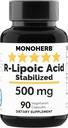 R-Lipoic Acid 500 mg - 90 Veg Kapsler - Stabilisert R-Alpha-Lipoic Acid