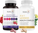 4 i 1 Kvinner Menopause Supplement & Blandet Berry Cherry Antioksidanter Supplement Bundle - Soya Isoflavoner, Cranberry og mer