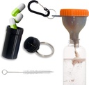 Protein Funnel sett Reiseprotein pulverbeholdere med 1 karabiner 1 børste og 1 Mini Pocket Pill Box styrket for å hindre spyler Gym Pre-Workout Supplement Orange pulver Funnels