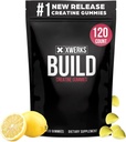 Xwerks bygge kreatin gummier for menn og kvinner, 120 greve, 100% ren kreatin Monohydrat, sitron flavored muskelbygging gummier 4g per servering, pre trening Anti-smelting, 5000mg Total kreatin
