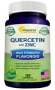 aSquared ernæring Quercetin 1000mg med sink Supplement - 120 kapsler - Quercetin Dihydrat med svart eldrebær & sink - Maks styrke pulver kompleks piller å forbedre immunrespons