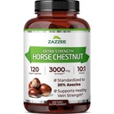 Zazzee ekstra styrke hesten kastanje 10:1 ekstrakt, 3000 mg styrke, 20% aescins, 4 måneders forsyning, 120 vegan kapsler, konsentrert og standardisert 10X ekstrakt, all-naturlig, ikke-GMO, laget i USA