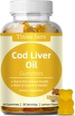 Cod Liver Oil Gummies 1000mg, Sukkerfri for voksne og barn, Omega-3s og vitamin A&D for hjernen, Kognitiv, Hjerte & øye, Bein Helse, Glutenfri, Ikke GMO, Pektin, 60