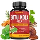 Organic Gotu Kola Extract Kapsler med Reishi, Cordyceps, Rosemary, Gingko Biloba & Valerian Root - 90 teller i 3 måneder - støtter hjernen, immuniteten, hud og hjerte helse