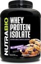 NutraBio 100% Whey Protein Isolate Protein Powder – 25g Protein med komplett aminosyreprofil, ikke-GMO, soya og glutenfri, lav carb og lav kalorie Whey Protein Powder - Blueberry Muffin - 5 Lbs.
