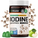 BIO KRAUTER Iodine Gummies - 60 Vegan Chews - 250 mikrog Kalium jodid - jodin Supplement med Selenium Zink - Apple Flavor, Pectin-basert Chews