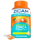 Zicam Daily Immune Support, Gummy Supplement, sink, vitamin C og vitamin D, Citrus Strawberry Flavor, 70 Count