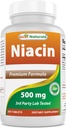 Best Naturals Niacin 500 mg 250 tabletter med flushing - også kalt vitamin B3 (250 greve (pakke med 1))