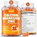 Kalsium 1200 mg med vitamin D3 Gummies for voksne - kalsiumcitrat med vitamin D3 K2, magnesium, sink, bor, kobber og askwagandha - Ekstra absorpsjon Kalsiumtilskudd for kvinner