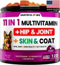 Hunde Multivitamin Chewable med glukosamin - Hundevitaminer og kosttilskudd, Senior & Puppy Multivitamin for hunder - Pet Chondroitin Hip og felles støtte helse, immunforsterkning, hud, hjerte, probiotika