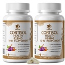 10-IN-1 Cortisol Supplementer med magnesium, Ashwagandha, Kamille, L-Theanin, Fosfatidylserin, St. Johns wort, Astragalus, Vitamin C & D3, For kvinner, 240 Vegan Kapsler i 4 måneder, Ikke-GMO