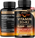 Vitamin D3 K2 - Vitamin D30000 iu & K2 som MK-7 120 mcg - Immun & Mood Support, for bein og tenner helse - med magnesium, sink & vitamin C & B12 - svært biotilgjengelig - laget i USA, 240 kapsler
