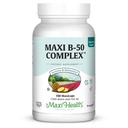 Maxi Helse Vitamin B-kompleks - høy styrke B-kompleks vitaminer B-50 med B1, B2, B3, B6, B12, Biotin & Folate - støtte cellulær energi og mental klarhet - Kosher - 100 kapsler