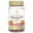 Solgar Vitamin D3 Gummies for voksne 5000IU Ultra Potens Vitamin Immunsystem Støtte for kvinner og menn - Tastig Strawberry Flavor, Gluten & Gelatin Free Gummy, 2 måneders forsyning, 60 serveringer, 2g Sukker