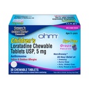 Ohm Children's Loratadin Allergi Chewable Tabletter - Dye Free, Grape Flavor, Ikke-Drowsy 24-timers Relief, Antihistaminer for innendørs og utendørs Allergier - 30 tabletter
