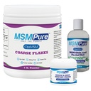 KALA Helse MSMPure Starter Bundle med MSM Coarse Flakes 1lb, MSM Muscle & Joint Cream 2oz og MSM Gel med organisk Aloe 8oz