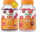 Livlig jern og vitamin C Kids + sink 50mg, gummier Bundle - Great Tasting, Vitamin Supplement, Glutenfri, GMO Gratis, Chewable Gummy