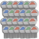 Lice Comb - (pakke med 24) hodelus behandling som er individuelt pakket profesjonelt rustfritt stål louse og nit Combs fjerner egg med avrundede tips til komfort