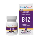 Superior Source No Shot Methylcobalamin B-12 10000 mikrog - Vitamin B-12 å støtte energiproduksjon, hjerne helse og generell velvære - Sublingual tabletter for rask absorpsjon - 30 Oppløselige tabletter