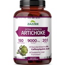 Zazzee Extra Styrke Artichoke 20:1 Ekstrakt, 9000 mg Styrke, 5% Koffeoylkinsyre, 150 Vegan Kapsler, 5 måneders forsyning, konsentrert og standardisert 20X ekstrakt, ikke-GMO og all-naturlig