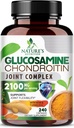 Glucosamine Chondroitin MSM 2100mg kompleks - Felles støtte supplement for felles mobilitet og komfort for menn og kvinner med gurkemeie og boswellia, trippel styrke glucosamintilskudd - 240 kapsler