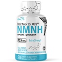 Naturens Fusion NMNH (NMN Supplement Alternativ) (Dihydronotinamid Mononucleotid) 125 mg - 25 ganger mer effektiv enn NR & NAD + - Boost NAD + med opptil 10 ganger - 30 greve (30 Services)