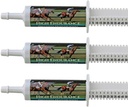 Høy utholdenhet Oral Lim inn hest Supplement for hester—3-Pack. Elektrolyter, vitaminer og mineraler for å forhindre dehydrering. Tre 60 ml enkle dusjer. Cox Veterinary Lab.