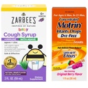 Motrin og Zarbees essensielle for spedbarn Infanters konsentrerte flytende medisin faller med Ibuprofen og Zarbees Baby Coughⱡ Syrup + Immune med organisk Agave + Zink