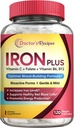 Legens oppskrifter Jern Supplement for kvinner menn - Gentle Iron Bisglycinate med vitamin C, B6, Folat & B12 - Ikke-forenende og magevennlig Iron piller for blod og energi støtte, 120 Vegan Caps