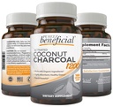 Aktivert kokos Charcoal 1200 mg, 180 kapsler - piller for Digestive System, Bloating, Vegan (1 Bottle)