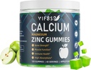 Kalsium magnesium sink gummier 600 mg med vitamin D3 K2, 120 gummier Plantebasert sukkerfri kalsium gummier høy absorpsjon kompleks kalsium supplement 70+ spor Mineraler for bein styrke, vegansk
