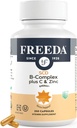 FREEDA komplett B-kompleks med vitamin C & Zink - SCD Legal Vitamin B-kompleks (B1, B2, B3, B6, B12) - 250 vegetariske kapsler, egnet for alle inkluderte SCD-diettfølgere, daglig helsestøtte