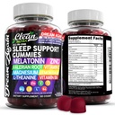 Ren Nutra Melatonin Gummies 10 mg | søvnhjelp Valerian Root L-Theanine Vitamin B6 C sitron Balm Magnesium Hibiscus Beta Caroten Saffron & Kamille Rest Support Supplement bringebær Flavor