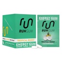 RUN GUM Tropisk Boost Energi Chewing Gum 50mg Koffein Taurin & B-Vitamins Per Piece, 24 stykker (pakke med 12) Sukkerfri, Zero Calorie, Ingen Aspartam, og Glutenfri, 1 ea