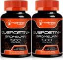 Quercetin med Bromelain Supplement - 1500mg - Immun støtte og hjerte helse kapsler for menn og kvinner, Quercetin kosttilskudd hjelper støtte felles og sunne respirasjonssystem - 120 greve (2 pakke)