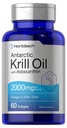 Horbäach Antarctic Krill Oil 2000mg | 60 Softgel Kapsler | Omega-3, EPA, DHA Supplement | med Astaxanthin | Ikke-GMO, Glutenfri