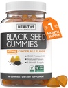 Svart Seed Olje Gummies - Naturlig Ginger Ale Flavor (Non-GMO & Vegan) Kaldpresset Nigella Sativa Produserende ren svart cuminfrøolje - 500 mg per 2 Gummy servering