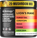 Kava Kava Root Cordyceps Lions Mane Reishi Mushroom Supplement, Nootropic Mushrooms Kapsler Kava Kava Extract, Mushroom vitaminer for kvinner, Ashwagandha, Magnesium - 60 Caps (1 pakke)