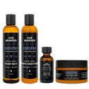 Live Beard Complete Beard Grooming Kit - Vaske, balsam, smør og olje - laget i USA med alle naturlige ingredienser - Mens Groom Set Executive Scent - Cedar, Vanilla