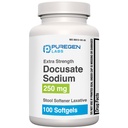 Puregen Labs Dokusate Natrium 250mg Stool Softener Laxative | 100 mykgels | Gentle Acceleration Relief | Ekstra styrke | Stimulant Gratis