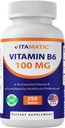Vitamin B6 (Pyridoxin HCl) 100mg – 250 vegetariske tabletter fremmer energiproduksjon, øker metabolisme og støtter immun helse *