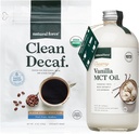 Natural Force Organic Clean Decaf Kaffe + Kremig Vanilla MCT Olje Bundle - Flavored MCT Cremer & Mold & Mycotoxin Gratis Kaffe - Ikke-GMO, Keto, Paleo og Vegan - 12 Oz Bag og 16 Oz Glass Flaske