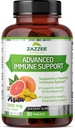 Zazzee Advanced Immune Support, 1300 mg per tablett, 30 Vegantabletter, 30 dagers forsyning, 1000 mg vitamin C, 1000 mg Echinacea, 1000 mg eldrebær, 200 mg gyldensegl, sink, all-naturlig og ikke-GMO
